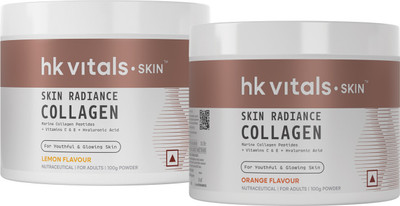 HEALTHKART hk Vitals Skin Radiance Collagen Supplement, with Biotin Lemon & Orange(2 x 100 g)