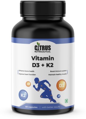 CITRUS NUTRACEUTICAL Vitamin D3 with K2MK7 Supplement Supports Immunity, Stronger Bone & Heart Health(60 Capsules)