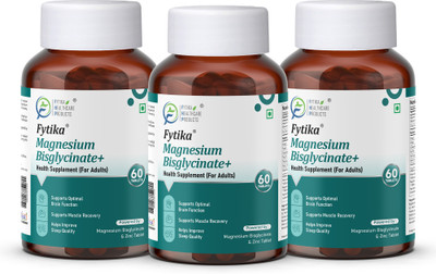 FYTIKA Magnesium Bisglycinate +| High Absorption Chelated Form| 180 Tablets (Pack of 3)(3 x 60 Tablets)
