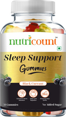 NUTRICOUNT Sleep Support Ashwagandha, Chamomile extract & L-Theanine 30 Gummies(30 No)