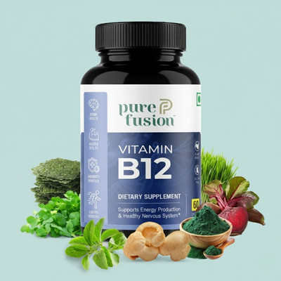 PUREFUSION Vitamin B12 Supplement Capsules | Supports Energy & Nerve Health(60 Capsules)