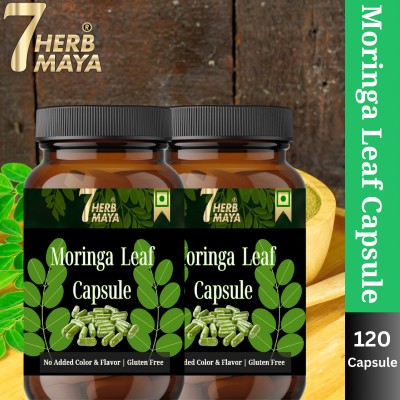 7Herbmaya Moringa Capsules - Natural Moringa - Moringa Leaves Powder Premium(2 x 60 Capsules)