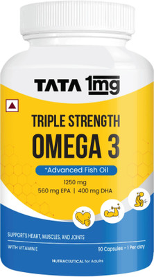 TATA 1mg Triple Strength Omega 3 Fish Oil | 560mg EPA & 400mg DHA High Strength Capsule(90 x 1 Capsules)