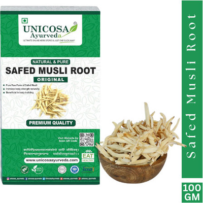 Unicosa Ayurveda Natural Safed Musli Root- Chlorphytum Borivillianum Root(100 g)