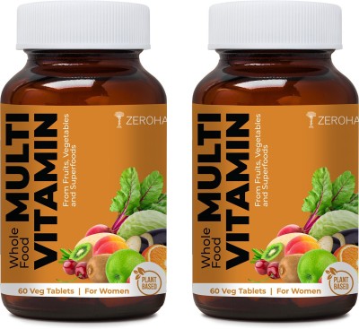 ZEROHARM Whole Food Multivitamin | Women Multivitamin & Multimineral | Folic acid, Biotin(2 x 60 Tablets)