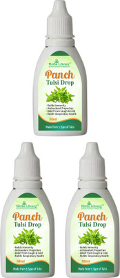 Herbs Library Panch Tulsi Drops- Extract of 5 Rare Tulsi for Cough & cold Relief (3x30ml)(Pack of 3, 90 ml)