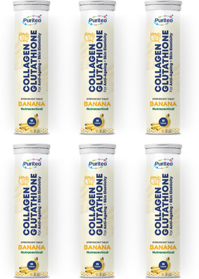 puriteo COLLAGEN GLUTATHIONEFFERVESCENT BANANA 06(6 x 15 Tablets)