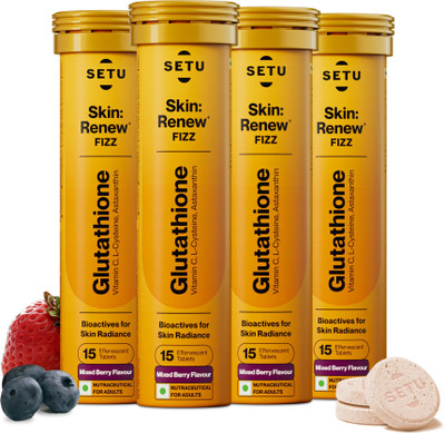 SETU Skin Renew - Glutathione With Vitamin C, Gluta Fizz,Mixed Berry Flavour(2 x 30 Tablets)