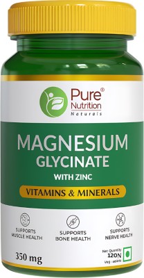 Pure Nutrition Magnesium Glycinate with Zinc for Bone, Muscle Nerve Health & Period Cramps(120 Tablets)