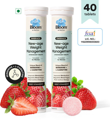 Bloom Berberine + L-Carnitine Effervescent Tablet| Complete Weight Management(40 Tablets)