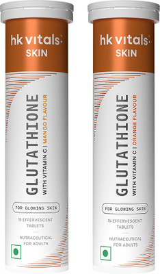 HEALTHKART hk vitals Glutathione Skin Glow Effervescent Tablets, Mango & Orange(2 x 15 Tablets)