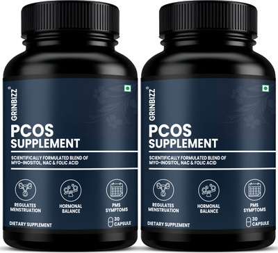 grinbizz PCOS Support Supplement – Hormonal Balance & Fertility(2 x 30 Capsules)