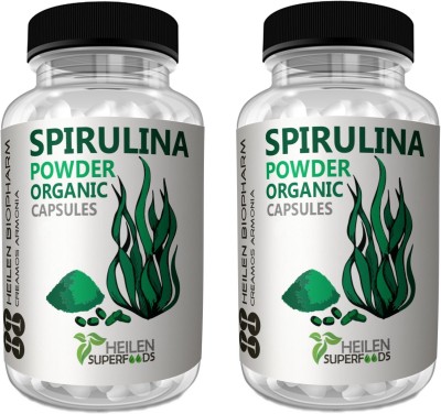 HEILEN BIOPHARM Organic Spirulina Powder 360 capsules X 500 mg, 180 grams(360 No)