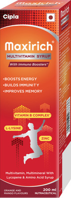 Cipla Maxirich Multivitamin Syrup | Boosts Immunity| Powerhouse of Vitamins & Minerals(200 ml)