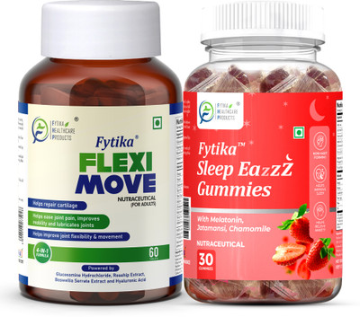 FYTIKA Flexi Move + Sleep Eazzz, Sleep Gummies - Combo (Pack of 2)(2 x 45 No)