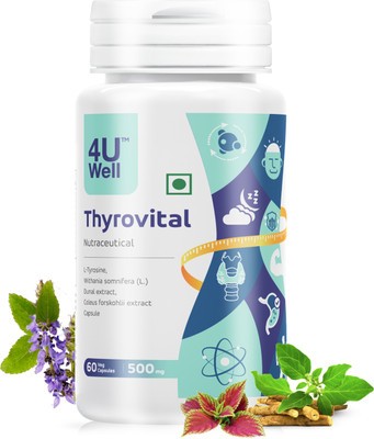 4UWell Thyrovita 500mg | Thyroid Support Supplement | Hormonal Balance | 60 Capsules(500 mg)