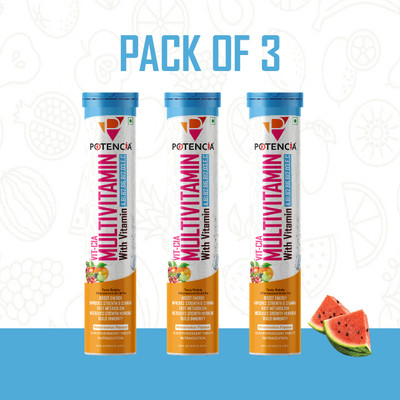 potencia Multivitamin Effervescent Tablets | Daily Immunity & Energy Boost(3 x 15 Tablets)