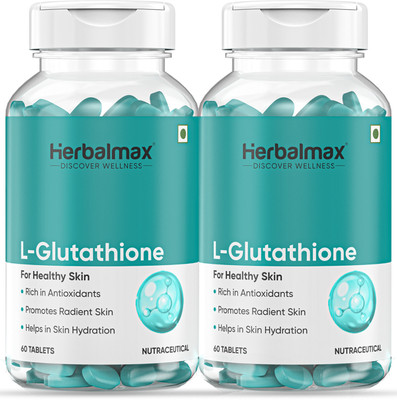 Herbal max L-Glutathione Tablet For Glowing Skin & Reduce Pigmentation For Men & Women(2 x 60 Tablets)