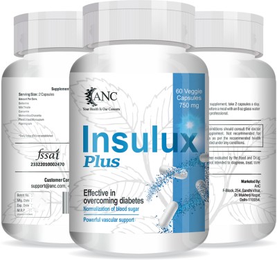 ANC Insulux Plus With Berberine & Milk Thistle for Diabetes Control 750mg Pack of 3(3 x 60 Tablets)