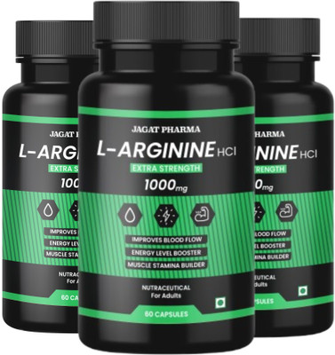 jagat Pharma L-Arginine 1000 mg Capsules with Chromium Picolinate Pack of 2(3 x 60 Capsules)