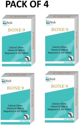 LIFE STYLE STUDIO BONE-9 Tablet 1000mg + Vitamin D3 + Magnesium + Zinc Tablets(4 x 250 mg)