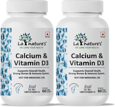 La Natures Calcium & Vitamin D3 (Pack of 2)(2 x 60 Capsules)