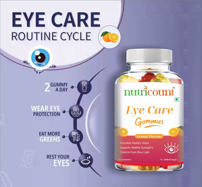 NUTRICOUNT Eye Care Gummies for All Orange Flavour Lutein and Zeaxanthin(30 No)