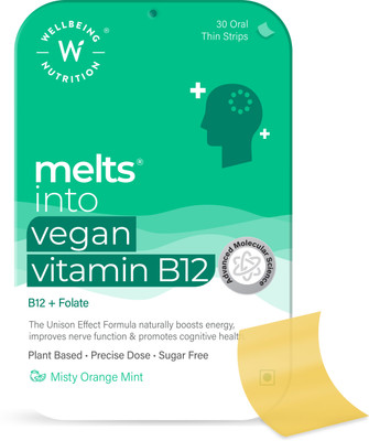 Wellbeing Nutrition Melts Vegan Vitamin B12(Methylcobalamin)1500mcg Brain,Heart&Nervous System Support(30 No)