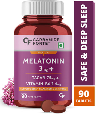CARBAMIDE FORTE Melatonin 3mg Sleeping Tablets with Tagara 75mg | Deep Sleep Supplement(90 Tablets)