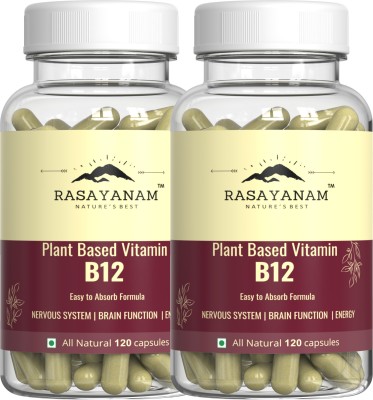 Rasayanam Plant Based Vitamin B12 (Cobalamin)| Supports Nervous System(pack of 2)(2 x 120 Capsules)