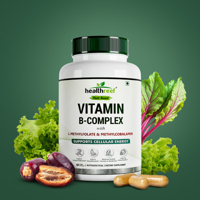 healthreef Plant-Based Bioactive B-Complex Supplement | Energy, Mood Balance & Nerve Health(60 Capsules)