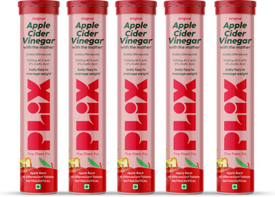 The Plant Fix Plix Apple Cider Vinegar Effervescent Tablet with mother,Vit B6 & B12 for weight loss(5 x 15 No)