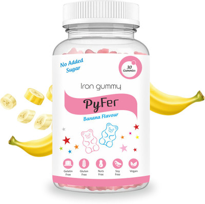 Aesthetic Softcaps Iron Gummies for Kids and Immune System Good for Health | PyFer| Banana Flavour(30 No)