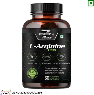 GenZ grow L-Arginine Plus Supplement 1600mg Per Serving | pre workout supplement(60 Capsules)