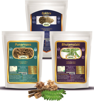 biotic Gokhru, Punarnava & Bhuiamlaki Powder - Combo 100g Each(3 x 100 g)