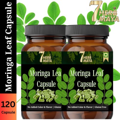 7Herbmaya Natural Moringa Capsule | Moringa Tablets - Premium Moringa Leaf Powder Capsules(2 x 60 Capsules)