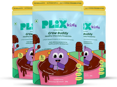 The Plant Fix Plix Grow Buddy Nutritional Powder for Kids, Enriched with DHA & 20 Vitamins.(3 x 300 g)