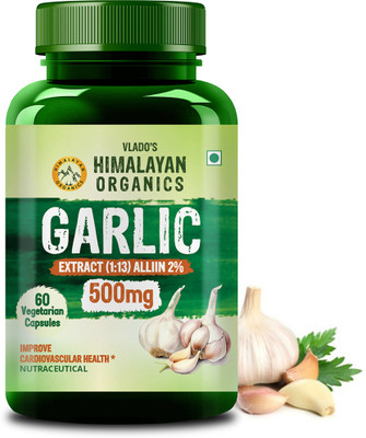 Vlado's Himalayan Organics Garlic 500Mg | Improve Heart Health, Boost Immunity, Maintain Cholesterol Level(60 Capsules)