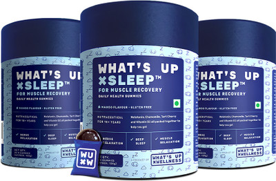 What's Up Wellness Melatonin Gummies for Sleep, Muscle Recovery & Nerve Relaxation For Men & Women(3 x 30 No)