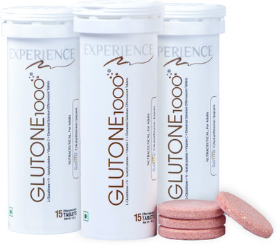Glutone 1000 – Setria L-Glutathione Effervescent Tablets | Vitamin C 40mg(3 x 15 Tablets)