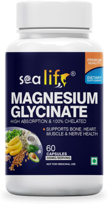 Sea life Magnesium Glycinate 500 Mg Capsules | Chelated Magnesium Supplement(60 Capsules)