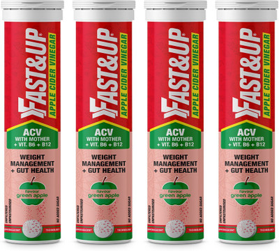 FAST&UP Apple Cider Vinegar Effervescent Tablets, ACV With Mother, Vitamin B6 & B12(4 x 15 Tablets)