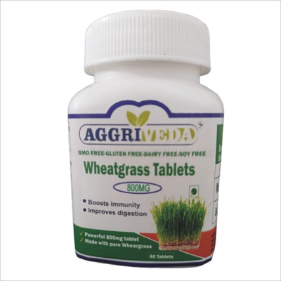 aggriveda Wheatgrass Tablet extract & powder blend Made with pure wheatgrass powder(60 Tablets)