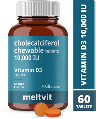 MELTVIT Vitamin D3 10000 iu Chewable Tablets | Cholecalciferol Vitamin D3 Supplement(60 Tablets)