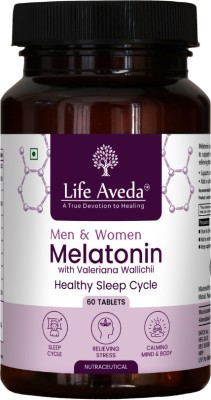 Life Aveda Melatonin (Men & Women) Tablets | Restful Sleep and Stress Relief(60 Capsules)