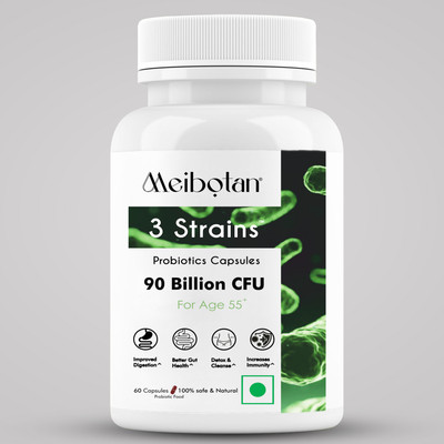 MEIBOTAN Probiotics Supplement 3 Strains with 90 Billion CFU Support Detox Age 55+(30 Capsules)