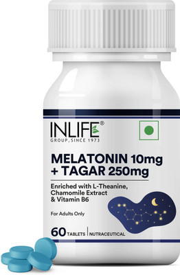 INLIFE Melatonin 10mg with Tagar 250mg Enhanced with Vitamin B6 & Chamomile Extract(60 Tablets)