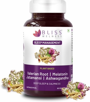 Bliss Welness Sleep Management Combo of Jatamansi, Ashwagandha, Valerian Root & Melatonin(60 Tablets)