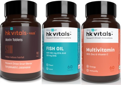 HEALTHKART HK Vitals Biotin with Multivitamin & Fish Oil (Pack of 3)(210 Tablets)