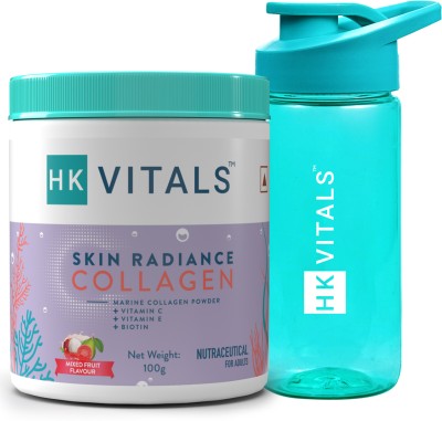 HEALTHKART Skin Radiance Collagen Supplement with Biotin, Mixed Fruit with Sipper(2 x 50 g)